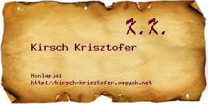 Kirsch Krisztofer névjegykártya
